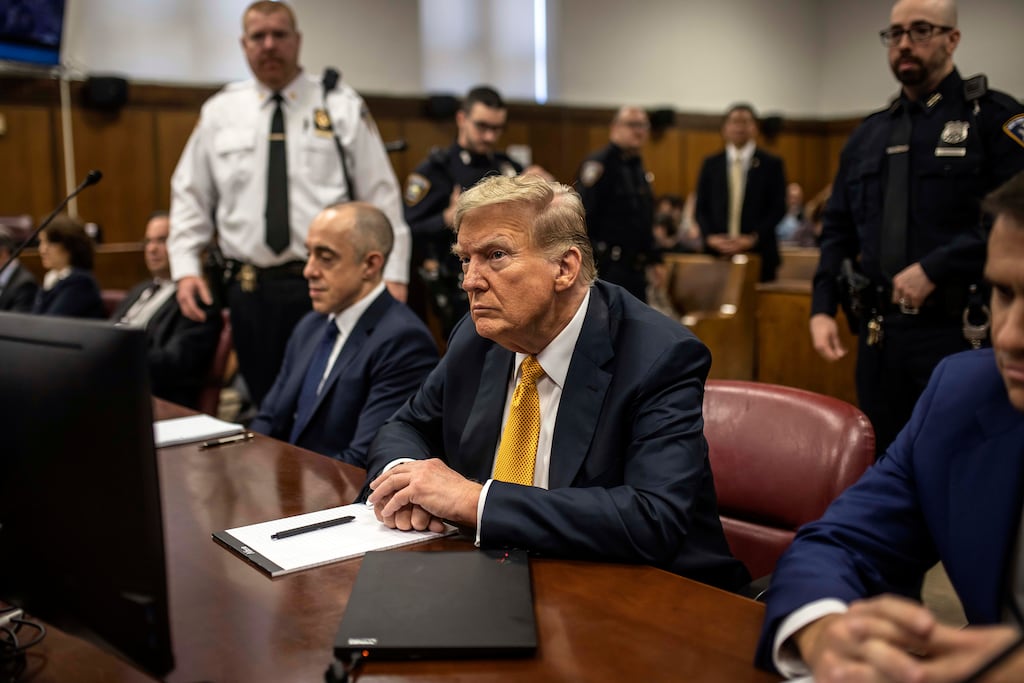 Former US president Donald Trump attends his 'hush money' trial in Manhattan criminal court in New York on May 21st. Photograph: Dave Sanders/New York Times