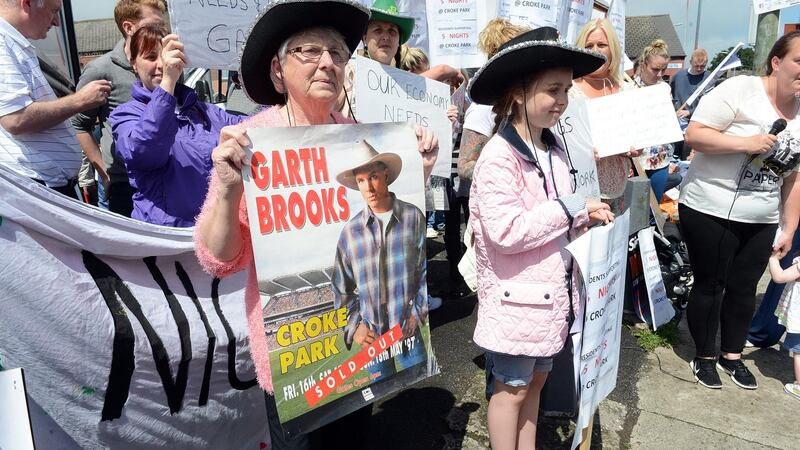 Residents in Ballybough protested against the cancellation of any of the Garth Brooks Croke Park concerts. Photograph: Eric Luke/The Irish Times
