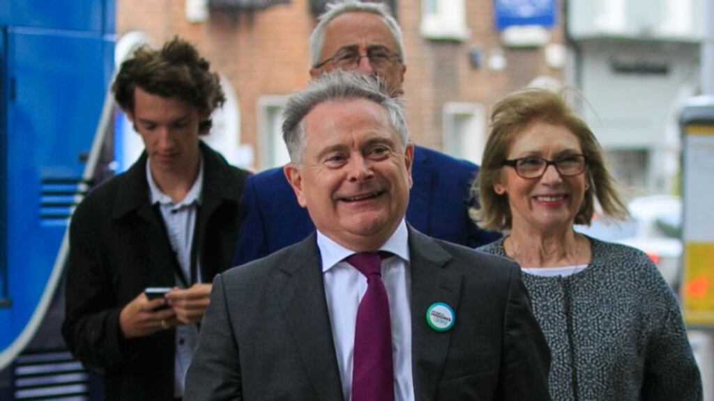 Labour Leader Brendan Howlin (front): ‘It is shocking that one quarter of workers are earning less than the living wage’ Photograph: Gareth Chaney/Collins