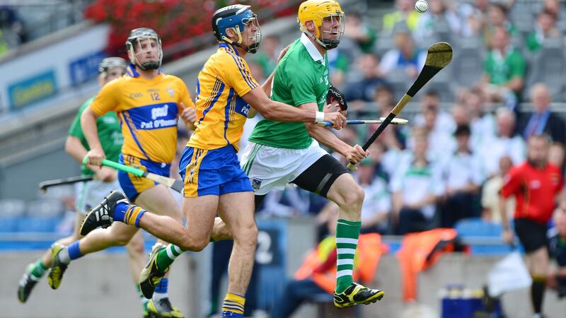 David Breen in action against Clare’s Brendan Bugler during the 2013 All-Ireland semi-final. “I found it difficult to get a break from all the talk about the next game.” Photograph: Alan Betson