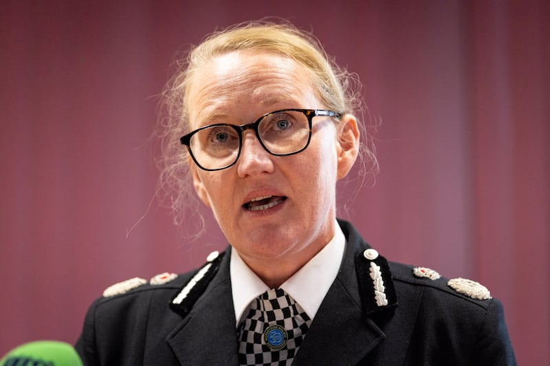 Merseyside Police chief constable Serena Kennedy speaking to the media at Southport Community Fire Centre, Merseyside, after two children died and nine were injured in a knife attack at a property in Hart Street, Southport. Photograph: James Speakman/PA Wire