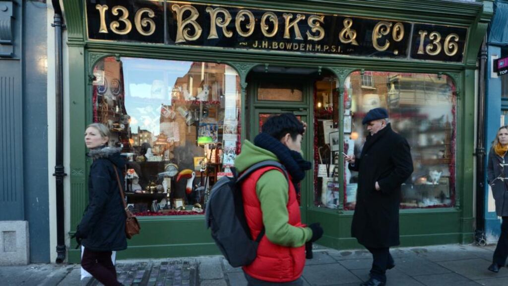 Brooks & Co, Baggot Street: “retirement sale” to clear stock. Photograph: Cyril Byrne