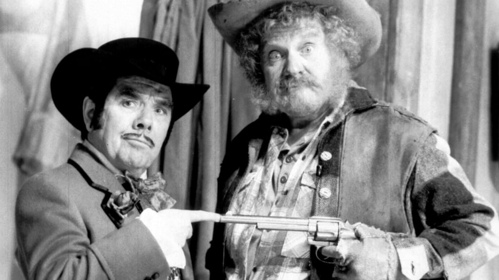 Ronnie Corbett and Ronnie Barker during filming of ‘The Two Ronnies’. Photograph: BBC/PA