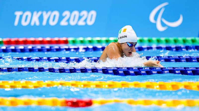 Ireland’s Róisín Ní Ríain in action during the Women’s 100m breaststroke SB13 final at the Tokyo Aquatic Centre. Photograph: Tommy Dickson/Inpho