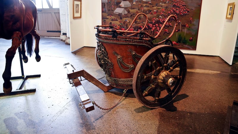 A chariot from the film Gladiator owned by actor Russell Crowe on display. Photograph: Ben Rushton/AAP Image via AP