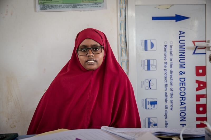 Zainab Aanay Ali, a midwife in a camp in southern Baidoa, said more pregnant women than usual are coming to her suffering from anemia, which puts them in danger. Photograph: Sally Hayden