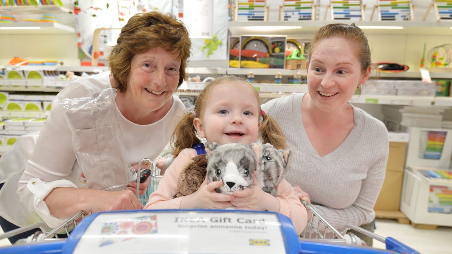 Evelyn, Emma Rose and Gráinne Macken: “We come for the price, really. You can’t beat it. And the convenience: there’s no ordering or waiting. You just buy it and bring it home with you.” Photograph: Alan Betson