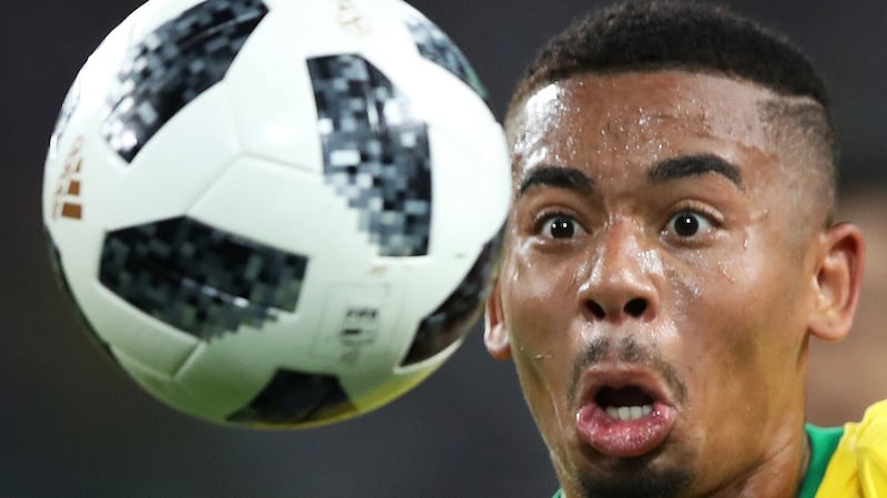 Brazil’s Gabriel Jesus in action during the  Group E match against  Serbia at the  Spartak Stadium in Moscow. Photograph: Carl Recine/Reuters