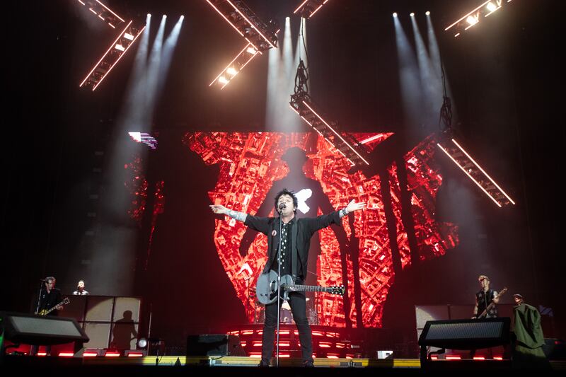 Headliners Green Day will deliver classic LA punk-metal from such albums as Dookie and American Idiot. Photograph: Marco Piraccini/Mondadori Portfolio/Getty Images