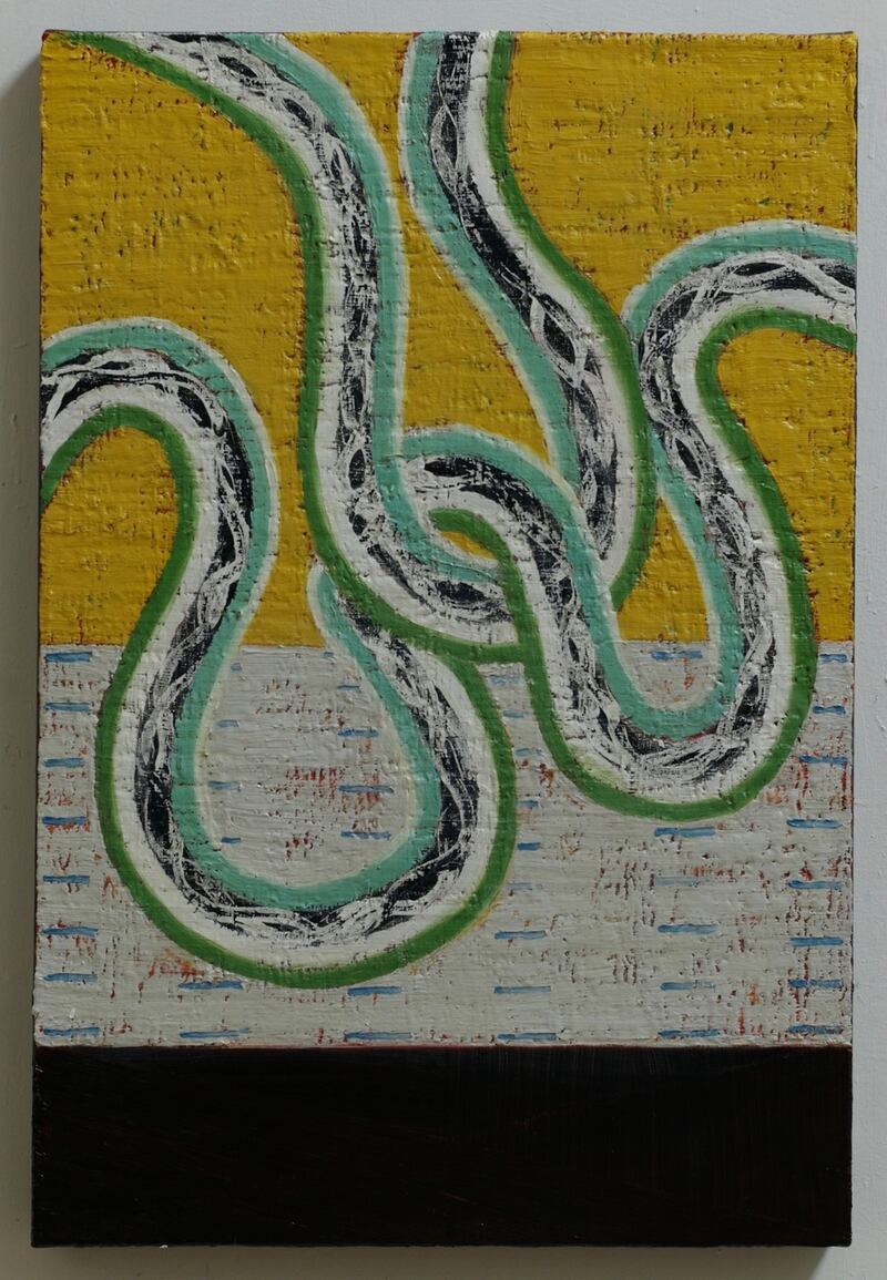 John Noel Smith: ‘Moving Lines, 2017’, oil on canvas, 90 x 60 cm