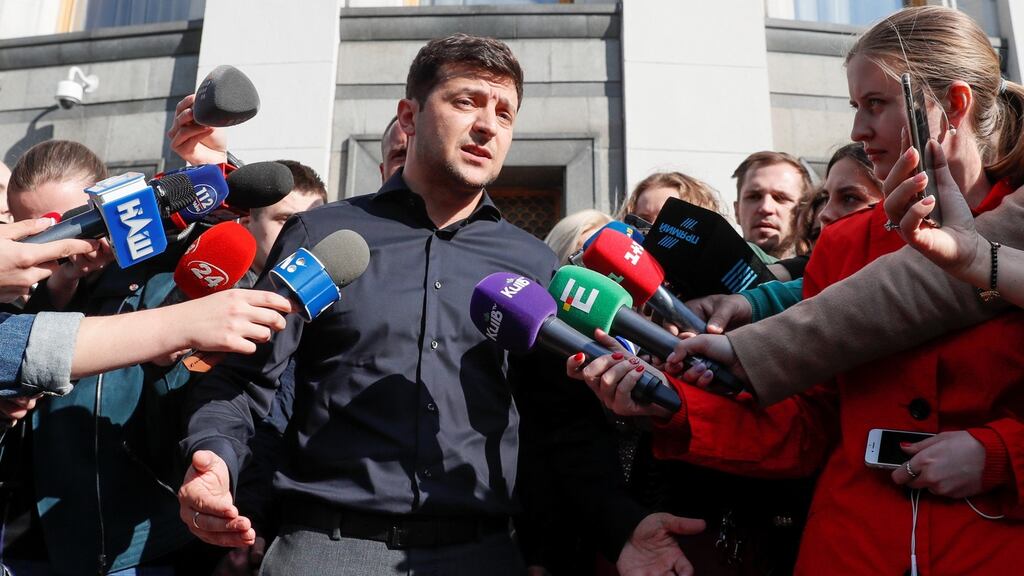 Volodymyr Zelenskiy claimed a landslide presidential run-off victory in Ukraine last month. Photograph: Reuters/Valentyn Ogirenko