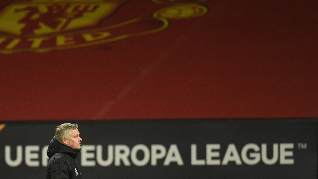 Manchester United manager Ole Gunnar Solskjaer after his team’s 1-1 draw with AC Milan. Photograph: Getty Images