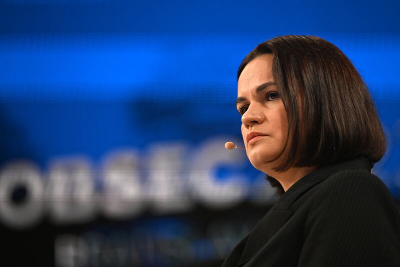 Belarusian opposition leader Sviatlana Tsikhanouskaya. Photograph: Michal Cizek/AFP via Getty Images