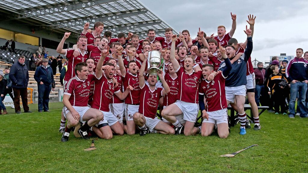 Clara celebrate after winning the Kilkenny SHC Final against O’Loughlin Gaels at Nowlan Park. Photograph: Donall Farmer/Inpho