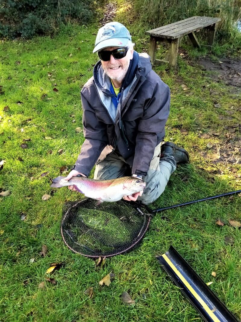 Tony McGrattan with a 5lb rainbow trout caught during Annamoe Trout Fisheries winter league in Co Wicklow
