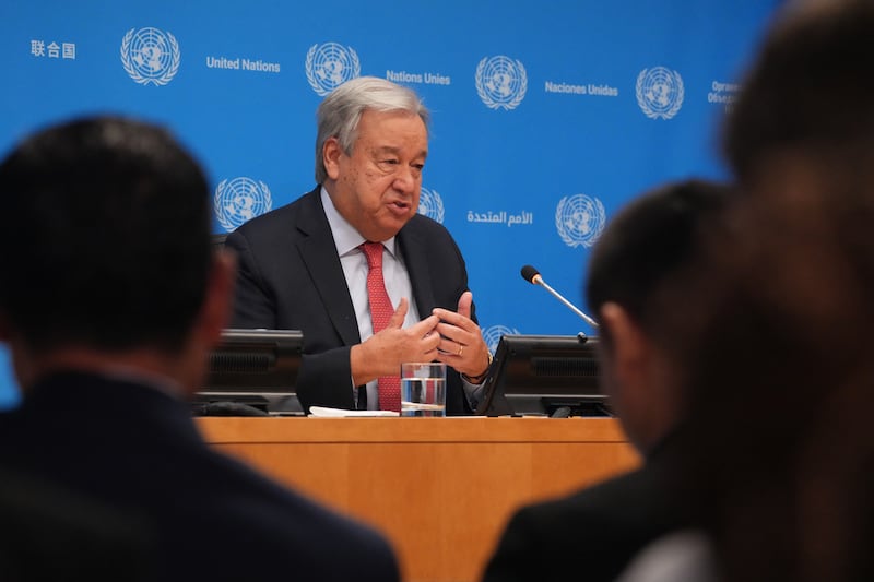 United Nations secretary general António Guterres in advance of the opening of the 79th high-level session of the UN General Assembly at the United Nations on Wednesday in New York. Photograph: Bryan Smith/Getty Images