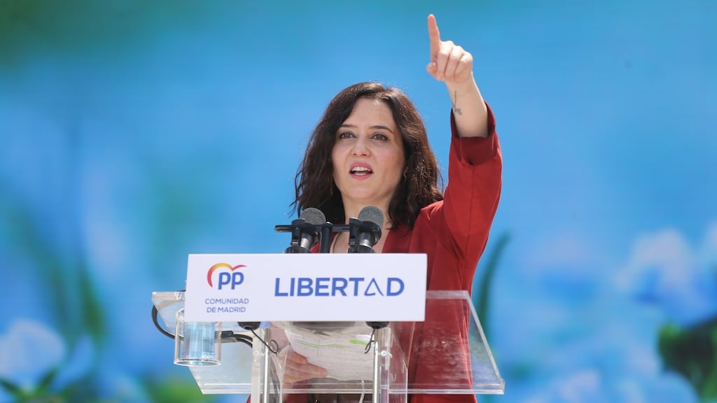 Isabel Díaz Ayuso: the Popular Party's president in Madrid. Her liberal views on abortion differ from those of the national party leadership. Photograph: Isabel Infantes/Europa Press via Getty