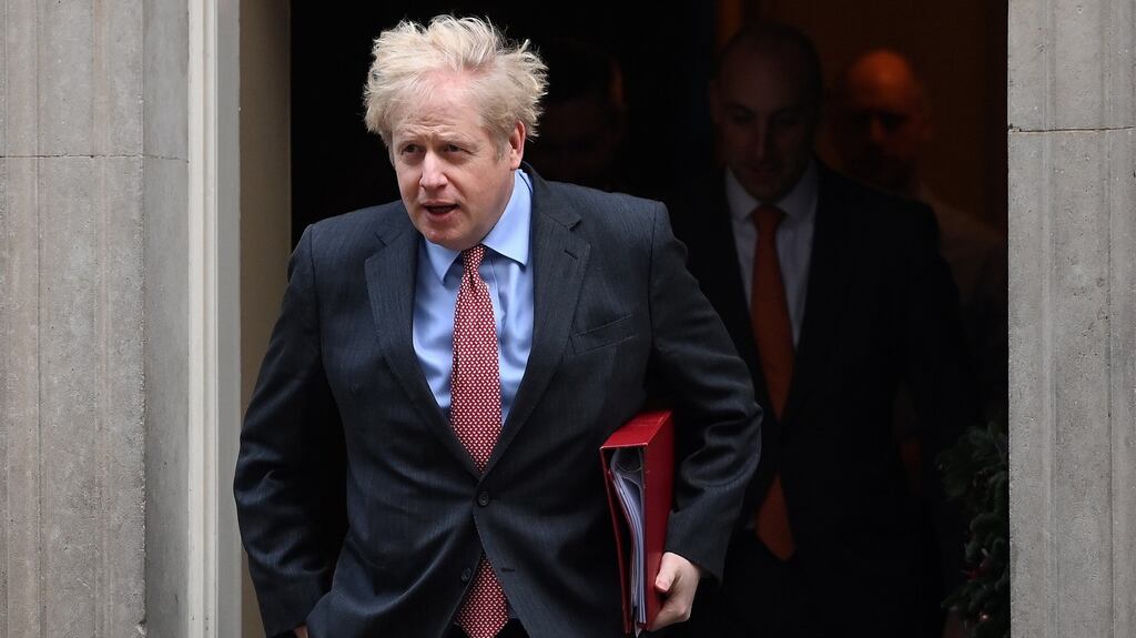 British prime minister Boris Johnson leaving 10 Downing Street in London on Tuesday. Photograph: Andy Rain/EPA