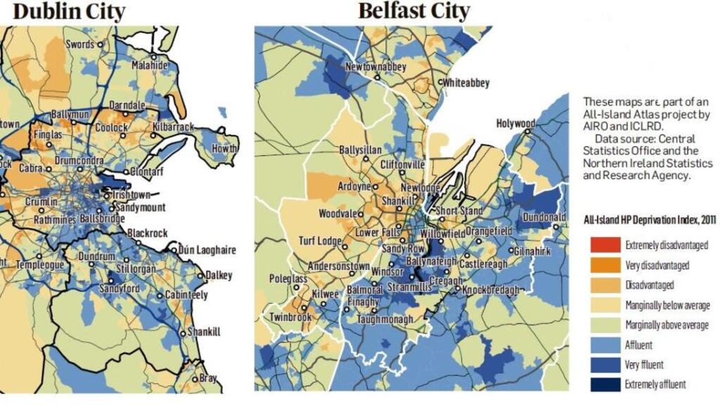 These maps are part of an All-Island Atlas project by AIRO and ICLRD. Data source: Central Statistics Office and the Northern Ireland Statistics and Reseach Centre.