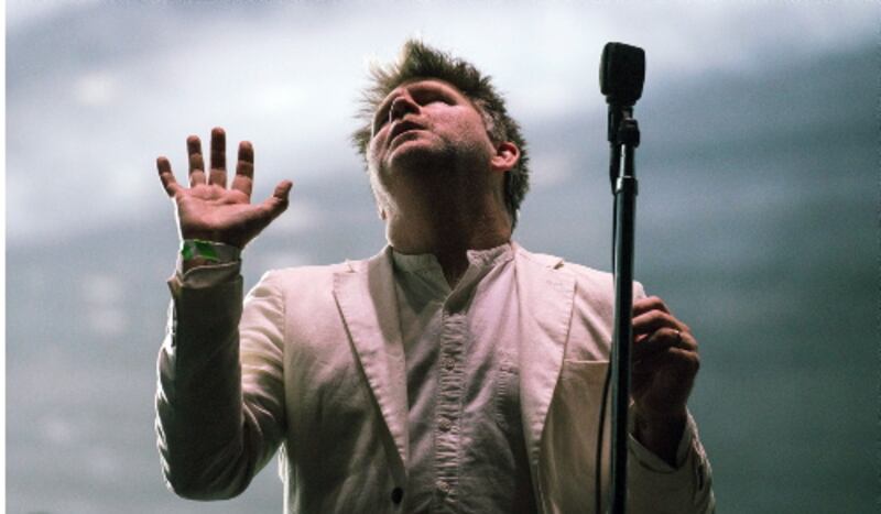 James Murphy all in white on the main stage