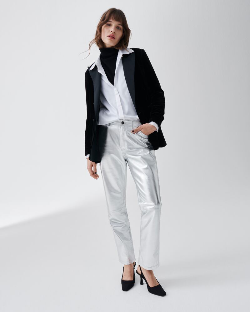 Autograph blazer (€165), Autograph shirt (€67), Autograph jumper (€135), Autograph trousers (€290), shoes (€49), all from M&S