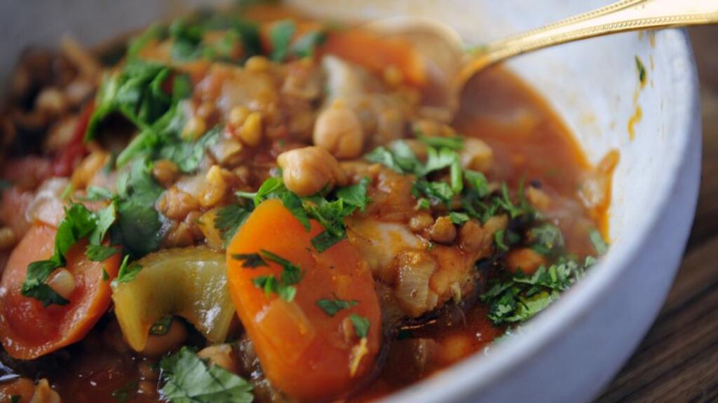 Inspired by North Africa: Harira chicken soup. Photographs: Aidan Crawley