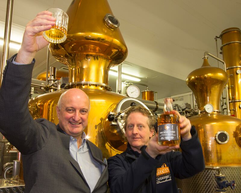 Pat Rigney and head distiller Brian Taff at The Shed Distillery, Drumshanbo, Co Leitrim. Photograph: Brian Farrell