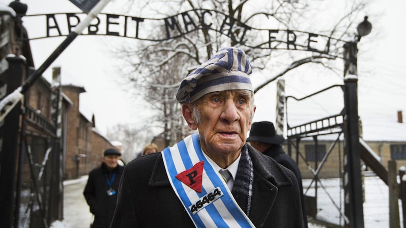 Auschwitz survivor Miroslaw Celka on the 70th anniversary of the liberation of the Nazi death camp on January 27th, 2015. Photograph: Odd Anderssen/AFP/Getty
