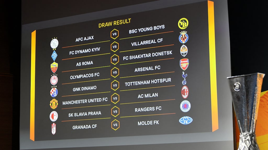 The draw was made for the last-16 of the Europa League on Friday. Photo: Harold Cunningham/AFP via Getty Images