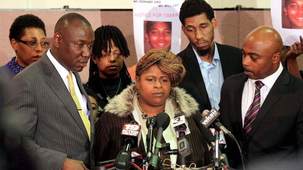Samaria Rice (c), the mother of Tamir Rice, the 12-year old boy who was fatally shot by police in Cleveland, Ohio, the US. Photograph: Aaron Josefczyk/Reuters