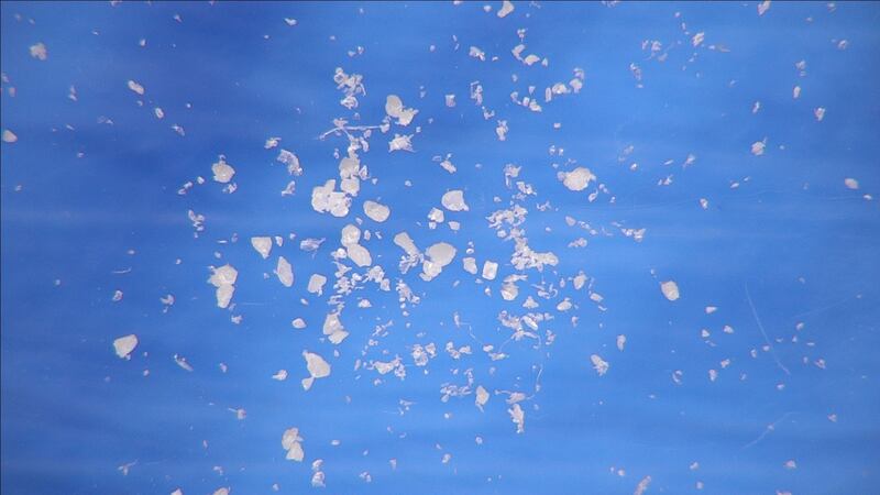 Microplastics breaking down in water