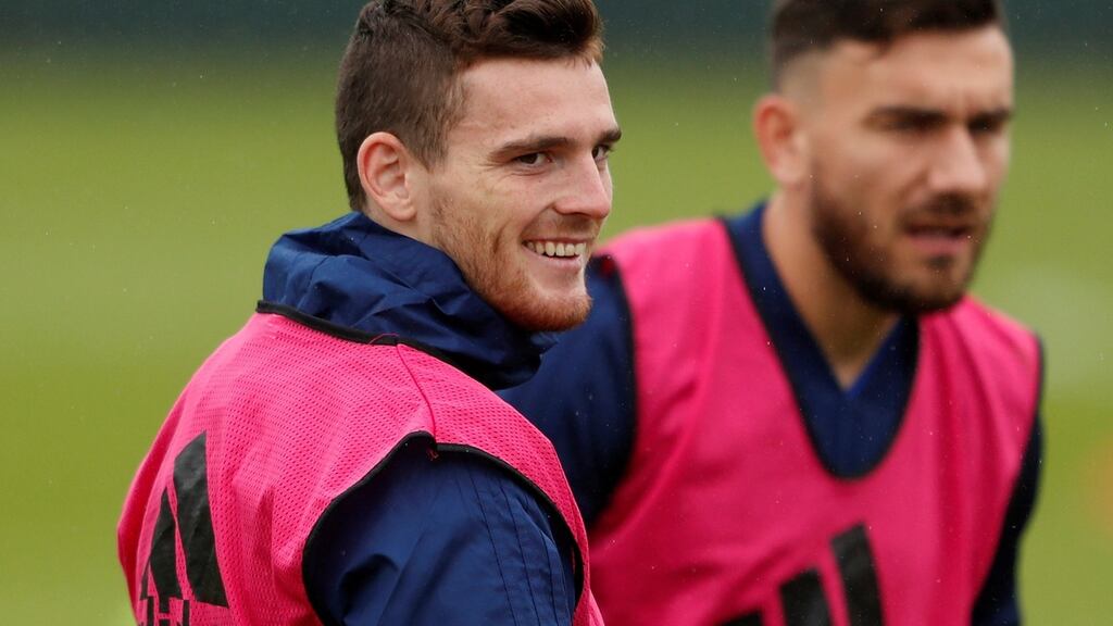 Liverpool left-back Andy Robertson has already withdrawn from Scotland’s squad due to dental surgery. Photograph: Lee Smith/via Reuters