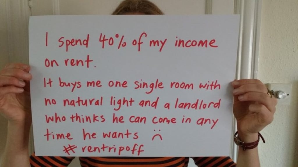 ‘The Dublin Tenants’ Association began an online campaign to highlight the difficulties renters face.’ Above, one of the images posted on Twitter.