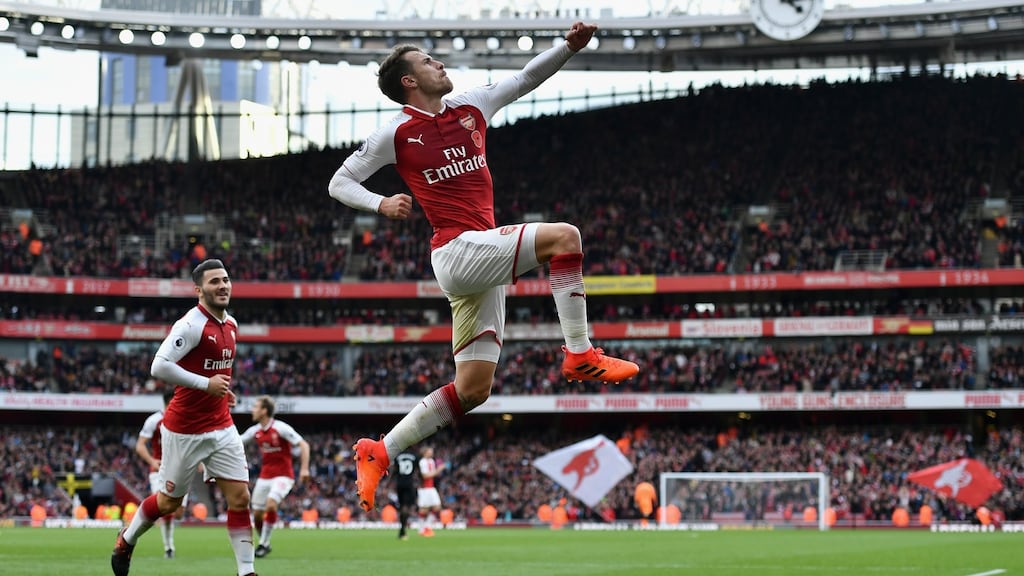 Aaron Ramsey put Arsenal in front after Swansea City took the lead at the Emirates. Photograph: Dan Mullan/Getty