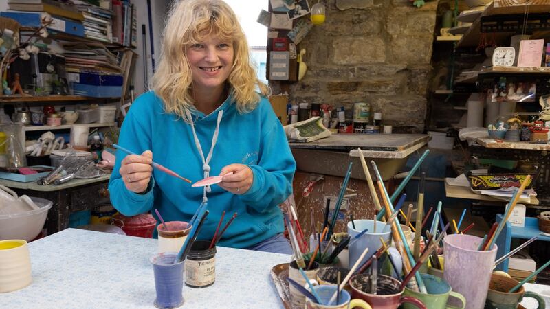Co-owner Deborah Moore in the Muck ’n’ Muffins shop in Dunfanaghy, Co Donegal, says there is ‘no way’ she and her sister could afford to set up such a business now. Photograph: Joe Dunne