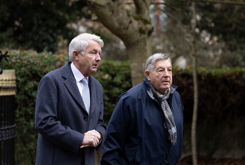 Politician Michael Lowry and former Tipperary hurling manager Michael 'Babs' Keating at the funeral of Ben Dunne. Photograph: Alan Betson