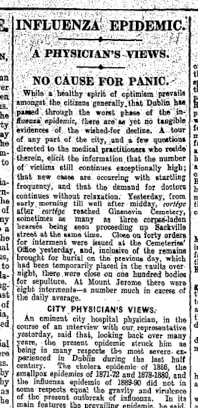An article in The Irish Times on October 31st, 1918.