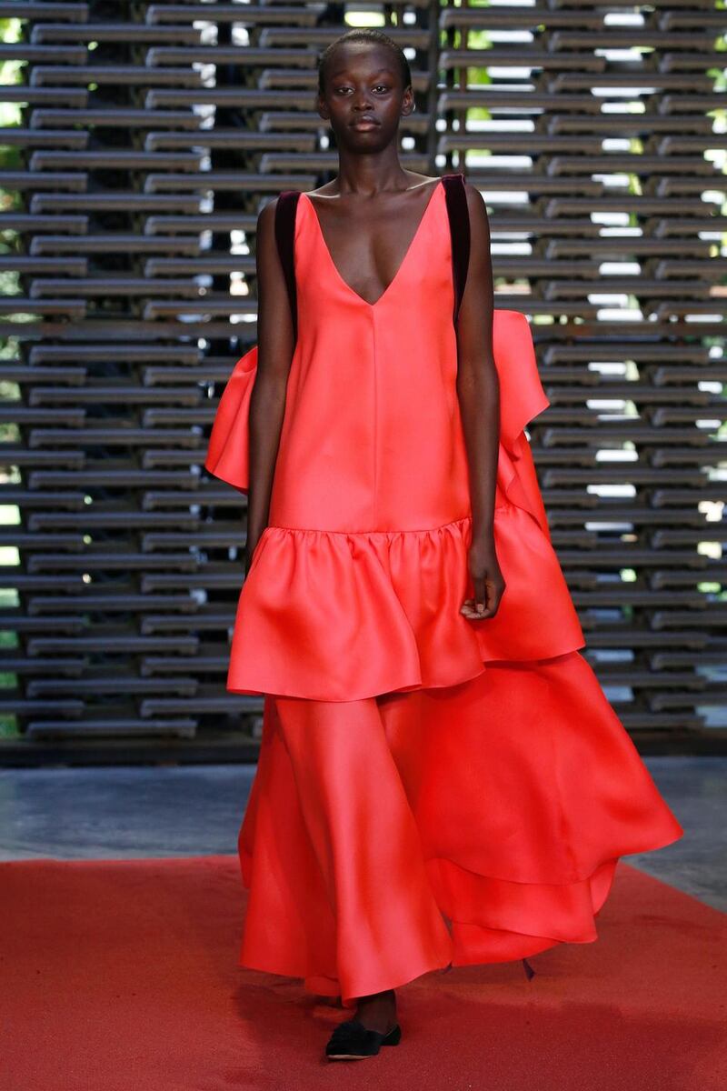 Roksanda, known for standout colours and silhouettes, presents a red carpet number that makes an impact.