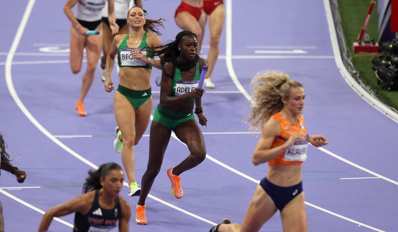 Ireland’s Sophie Becker and Rhasidat Adeleke. Photograph: Ryan Byrne/Inpho