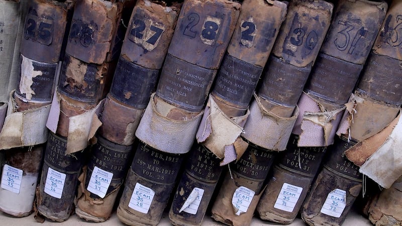 Some of the records in the commission’s archive show their age. Photograph: Bryan O’Brien