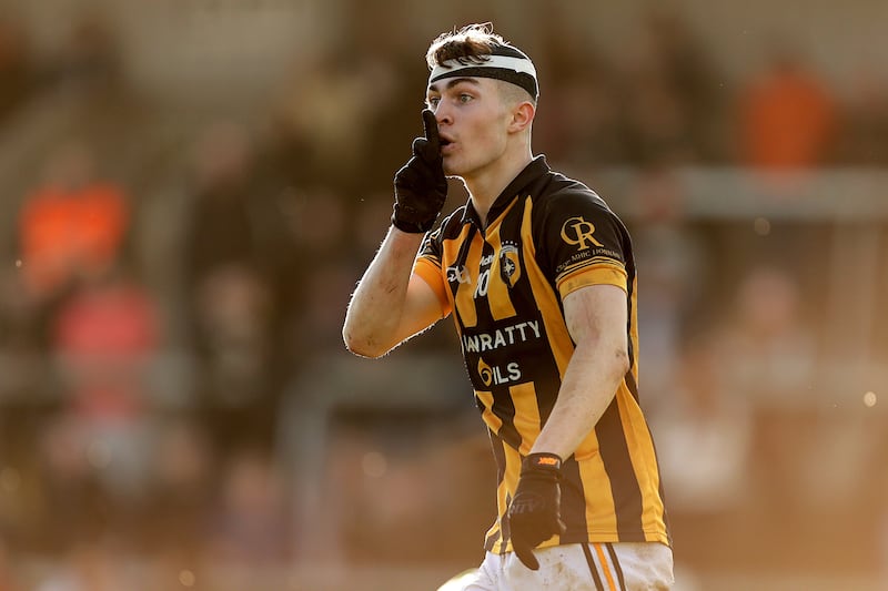 Crossmaglen Rangers' Caolan Finnegan celebrates scoring a goal. Photograph: Laszlo Geczo/Inpho