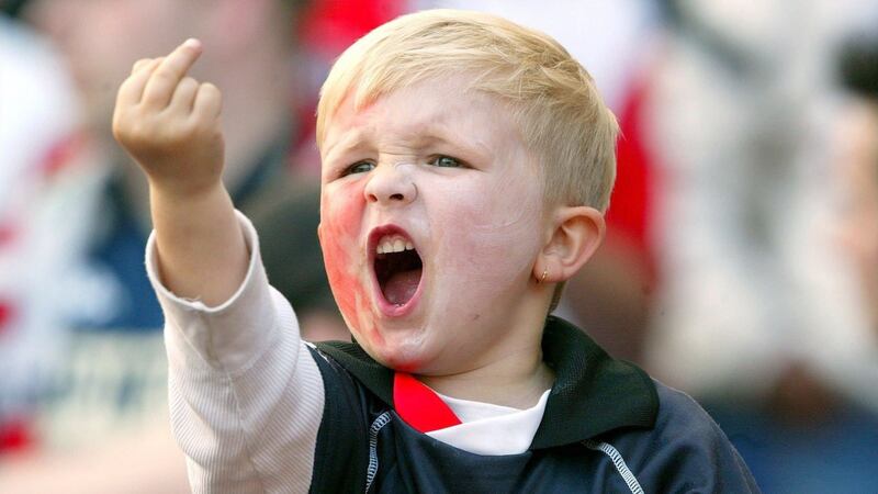 A young Feyenoord fan at the 2002 Uefa Cup final.
