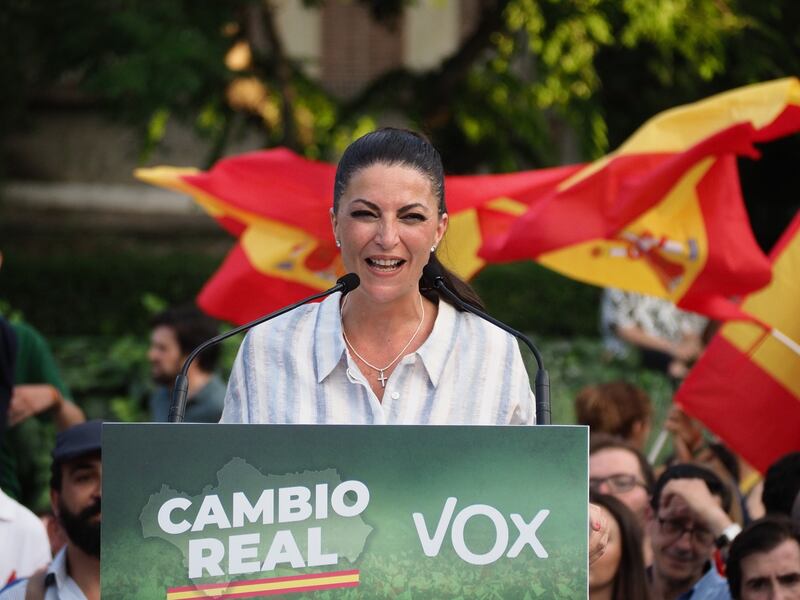 Macarena Olona is Vox’s candidate for president of Andalucía. Photograph: Juan de Dios Ortiz/Europa Press via Getty