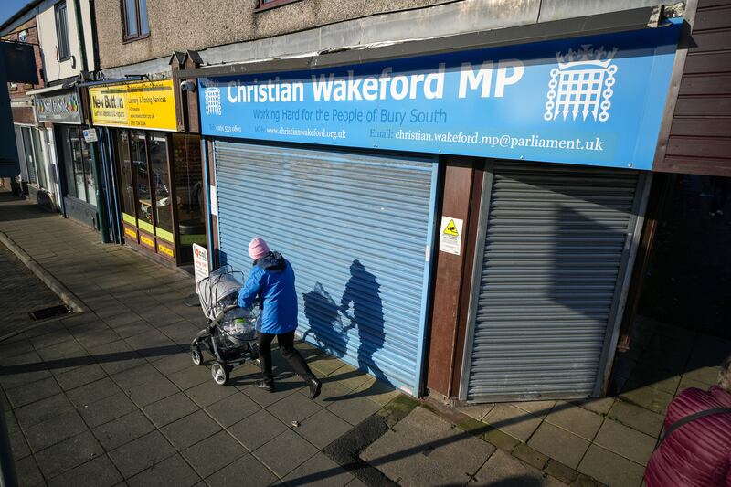 The Full English: Christian Wakeford's shuttered constituency office in Radcliffe the day the MP announced his defection to the British Labour Party from the Conservatives. Photograph: Christopher Furlong/Getty