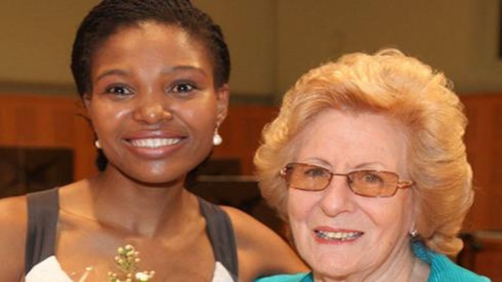 The 'you must listen factor': winning singer Pumeza Matshikiza with Veronica Dunne. Photograph: Anthony Woods