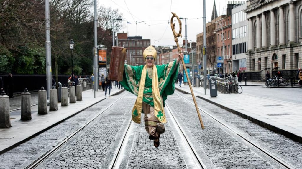St.Patrick arrived in Dublin to launch the St.Patrick’s Day Festival which officially begins on Saturday 14th March with a four day programme packed full of unmissable events taking place thoughout Dublin city. Photograph: Brenda Fitzsimons / THE IRISH TIMES