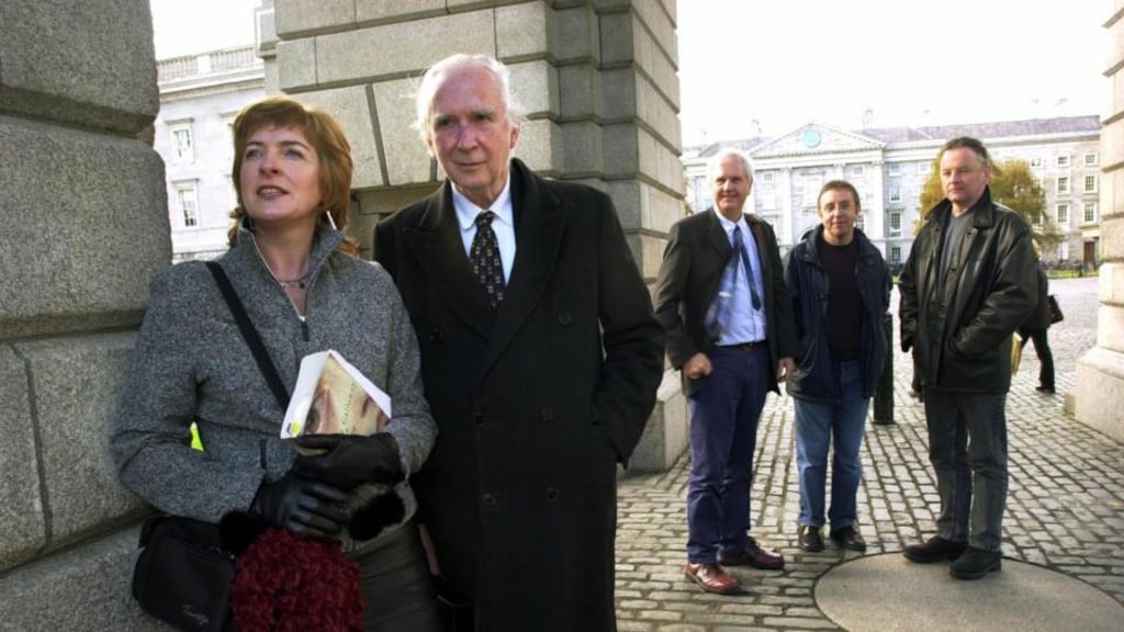 Karl Miller  at an event in   Trinity College Dublin with novelists Janice Galloway,  Ron Butlin and  Alan Spence and poet Robin Robertson. Photograph: Bryan O’Brien
