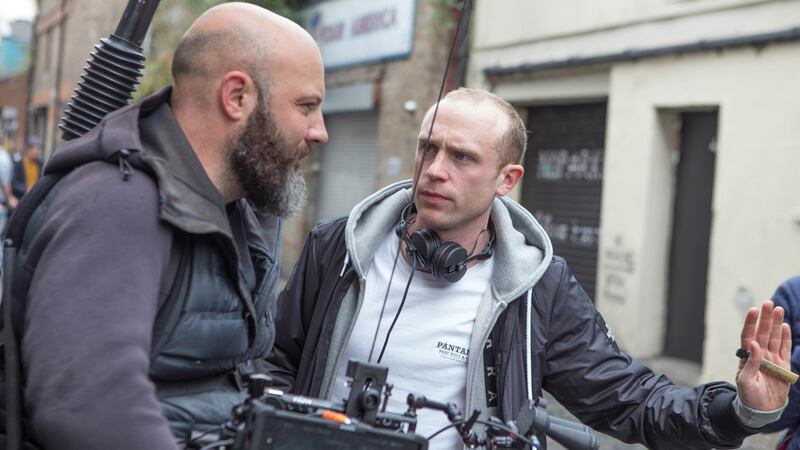Cinematographer JJ Rolfe and director and co-writer Dave Tynan on set of Dublin Oldschool. Photograph: Allen Kiely