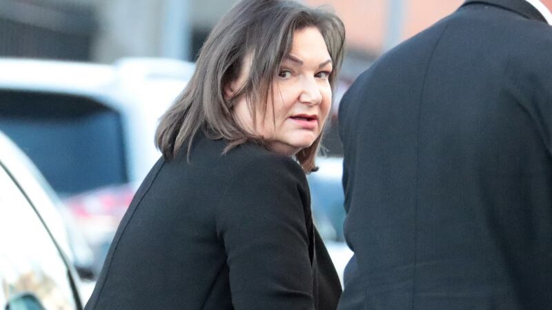 Barbara Sloan, of The Green, Seatown Park, Swords, Co Dublin, pictured leaving court on Monday where she has sought the return of two phones. Photograph: Collins Courts
