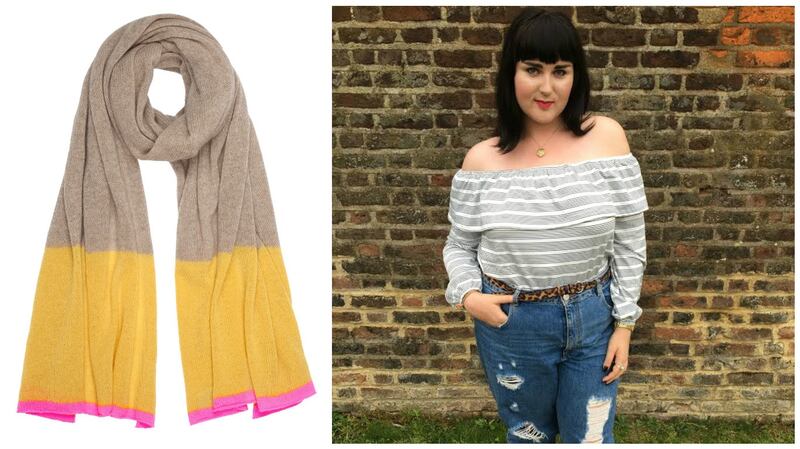 Cashmere scarf from Laura Chambers (€180); Bethany Rutter, blogger